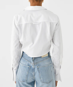 Bea Satin L/S Button Down in White