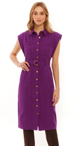 Avril Belted Midi Dress in Eggplant