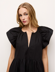 Kara Flutter Sleeve Dress in Black