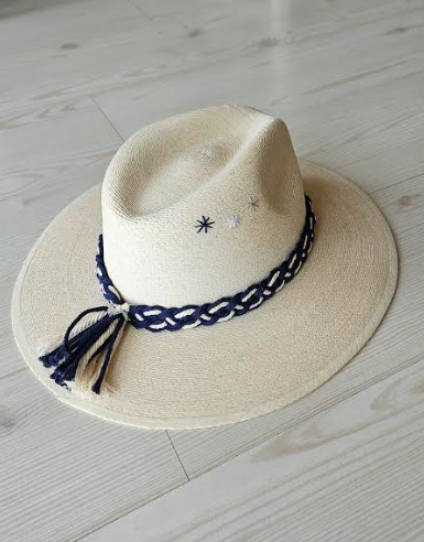 Palm Hat- Navy & White