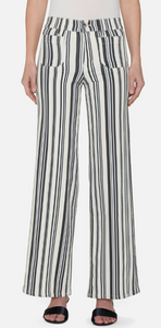 Le Slim Palazzo Modernist Pocket Pant- Navy Stripe