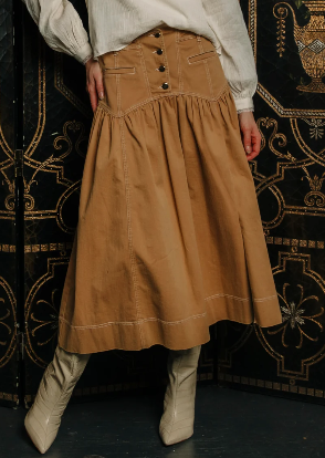 LTL Christine Denim Skirt in Biscuit