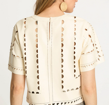 Load image into Gallery viewer, Anisa Vegan Leather Top in Antique White
