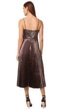 Load image into Gallery viewer, GF Indie Pleated Midi Dress in Silver Metallic
