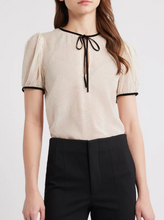 Load image into Gallery viewer, Tie Puff Sleeve Blouse in Ecru Multi
