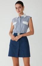 Load image into Gallery viewer, Two Tone Mini Dress in Stripe Navy
