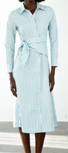 Load image into Gallery viewer, Sasha Shirt Dress in Blue Stripe

