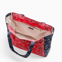 Load image into Gallery viewer, Bandana Print Tote Bag in Red/Navy
