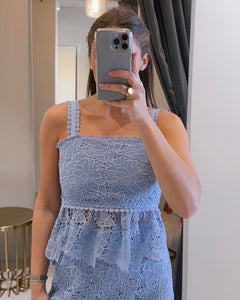 Gina Lace Top in Cashmere Blue