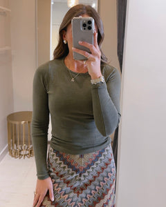 Long Sleeve Sweater in Moss Green