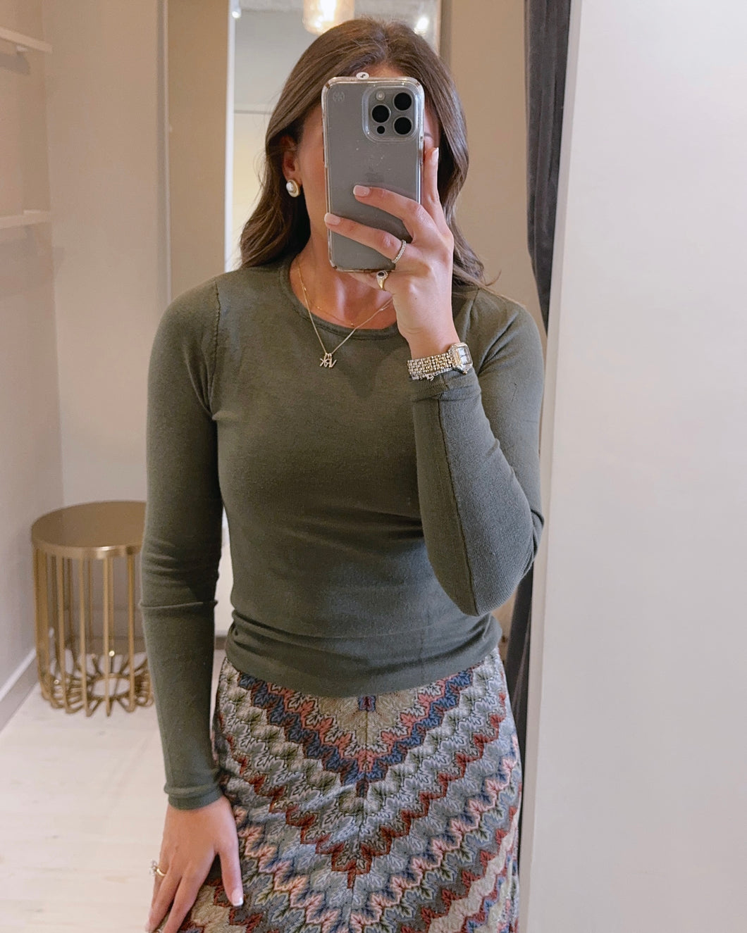 Long Sleeve Sweater in Moss Green