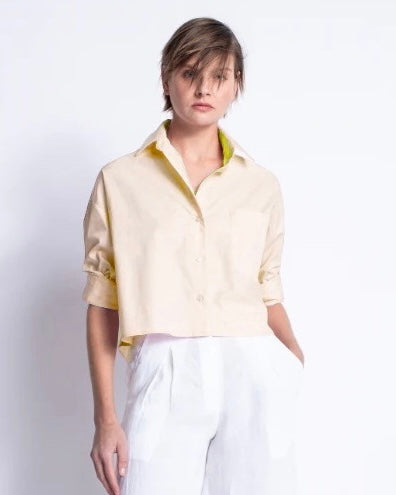 Malga Cropped Button Down in Yellow