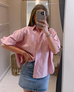 Abby Swing Top in Red and Black Stripe