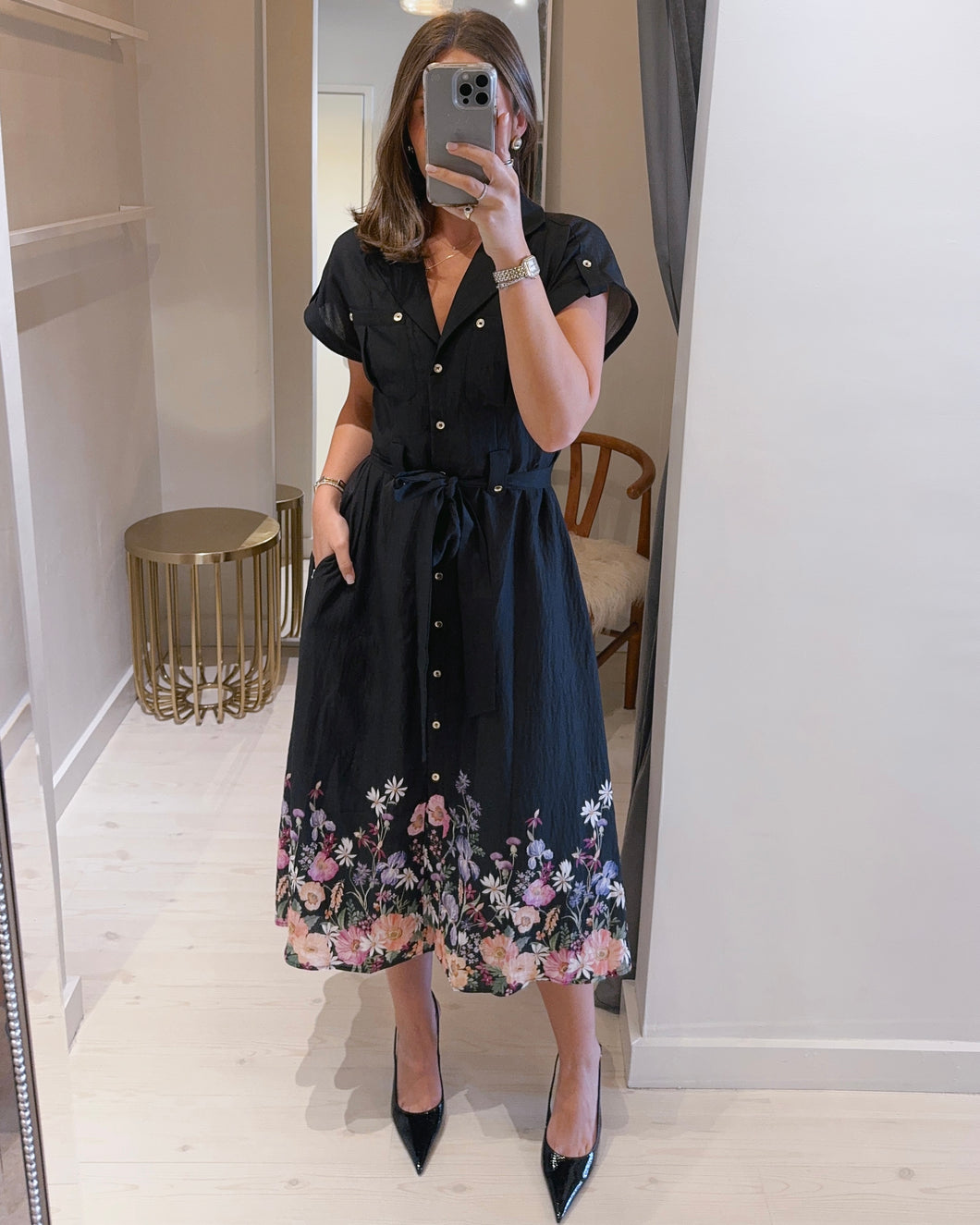 Nannette Midi Dark Floral Dress
