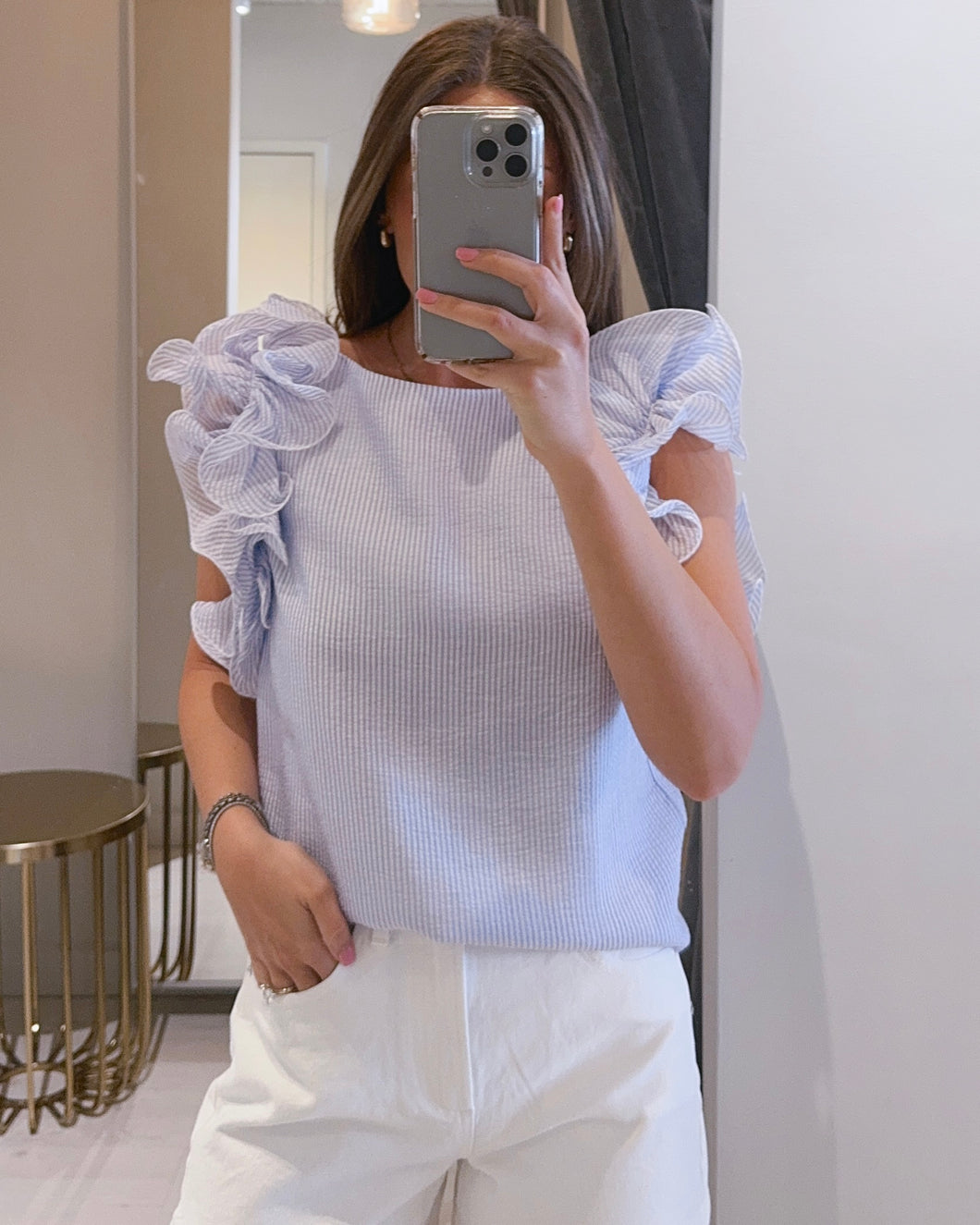 Hadassa Stripe Top in Blue