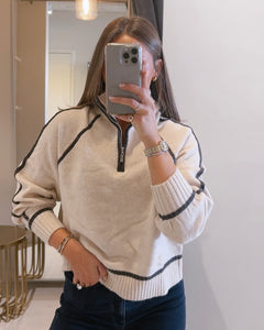 Alps Half Zip Sweater in Light Oatmeal Heather