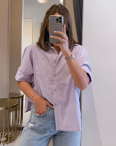 Abby Swing Top in Lavender and Navy Stripe