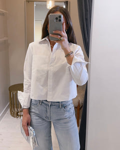 Odette Cropped Button Down in White