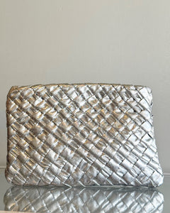 Nieves Woven Clutch in Silver